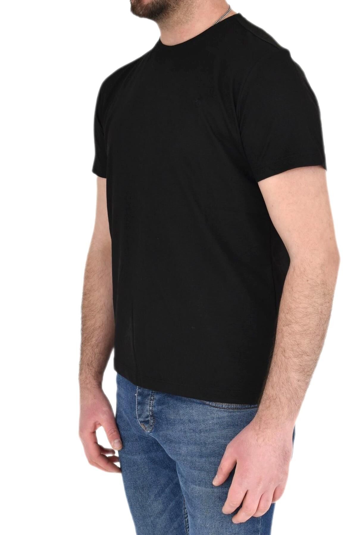 Erkek Büyük Beden Sıfır Yaka Tişört Ottoman BGL-ST01891 SİYAH - 5XL