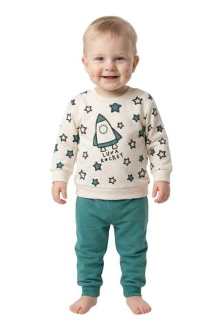 Erkek Çocuk Önü Baskılı Sweatshirt Ve Eşofman Alt Takım BGL-ST05253