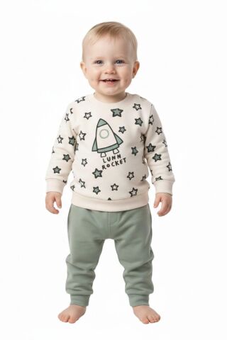 Erkek Çocuk Önü Baskılı Sweatshirt Ve Eşofman Alt Takım BGL-ST05253