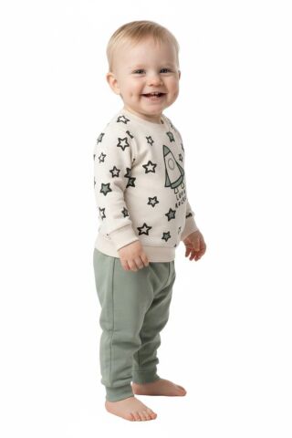 Erkek Çocuk Önü Baskılı Sweatshirt Ve Eşofman Alt Takım BGL-ST05253 A.KAHVE - 86