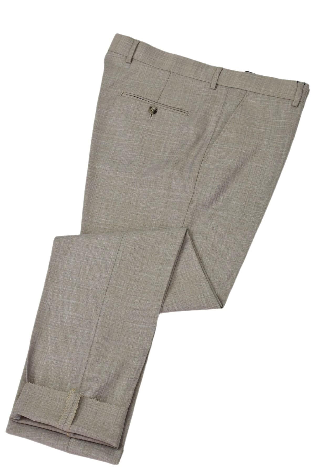 Erkek Klasik Pilesiz  Kumaş Pantolon BGL-ST04740 BEJ - 46