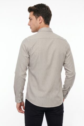 Erkek Spor Slim Fit Uzun Kol Petek Dokulu Gömlek BGL-ST05483 TAŞ - 2XL