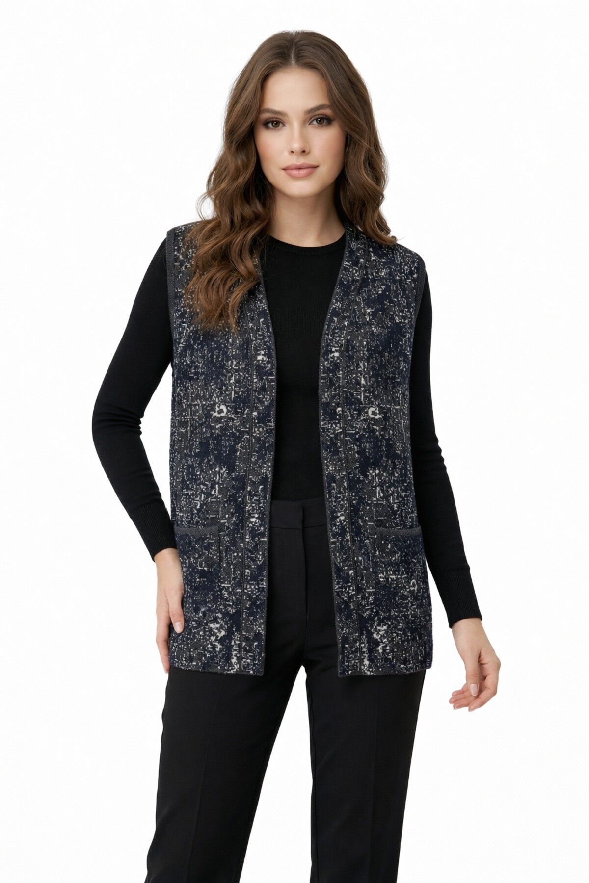 Kadın Anne Triko Yelek BGL-ST05298 SİYAH - 2XL