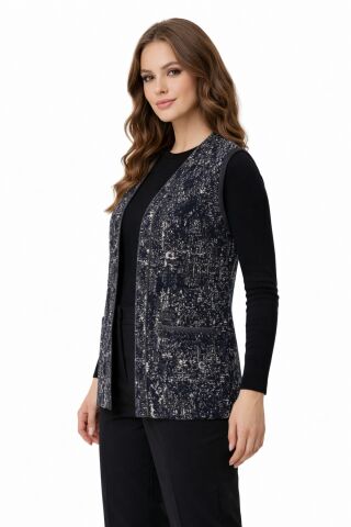 Kadın Anne Triko Yelek BGL-ST05298 SİYAH - 2XL