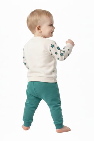 Erkek Çocuk Önü Baskılı Sweatshirt Ve Eşofman Alt Takım BGL-ST05253 ELMA - 86