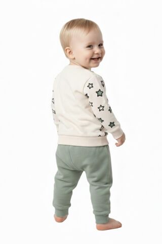 Erkek Çocuk Önü Baskılı Sweatshirt Ve Eşofman Alt Takım BGL-ST05253 GRİ - 86