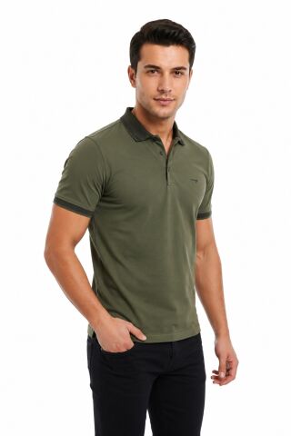 Erkek Polo Yaka Kısa Kollu Tişört Regular Kalıp T3000 BGL-ST05555 HAKİ - XL