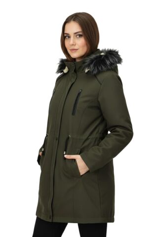 Kadın Kapüşonlu İçi Peluş Mont BGL-ST05029 HAKİ - 50