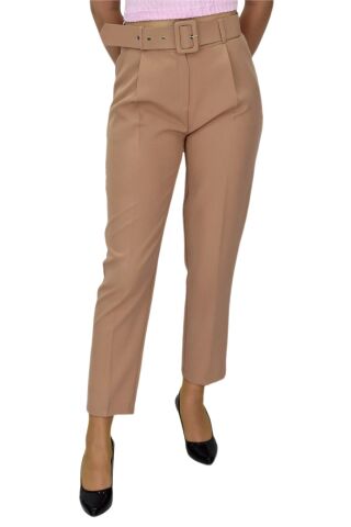 Kadın Kemerli Bilek Pantolon BGL-ST03690 CAMEL - 48