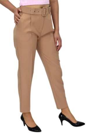 Kadın Kemerli Bilek Pantolon BGL-ST03690 CAMEL - 48