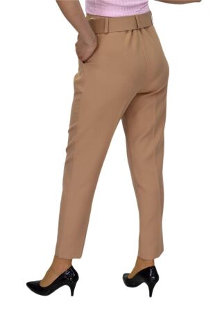 Kadın Kemerli Bilek Pantolon BGL-ST03690 CAMEL - 48