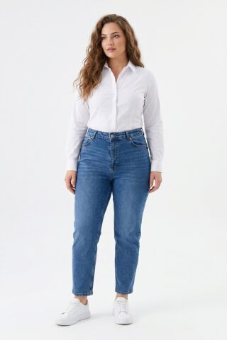 Kadın Yüksek Bel Mom Fit Jean Pantolon BGL-ST05450