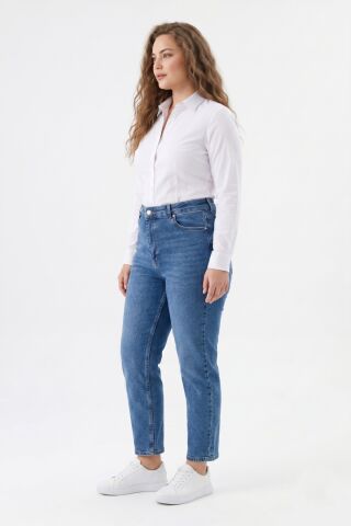 Kadın Yüksek Bel Mom Fit Jean Pantolon BGL-ST05450