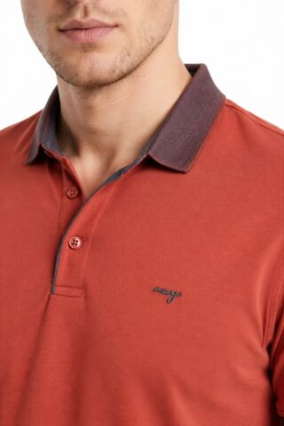 Erkek Polo Yaka Kısa Kollu Tişört Regular Kalıp T3000 BGL-ST05555 KİREMİT - L