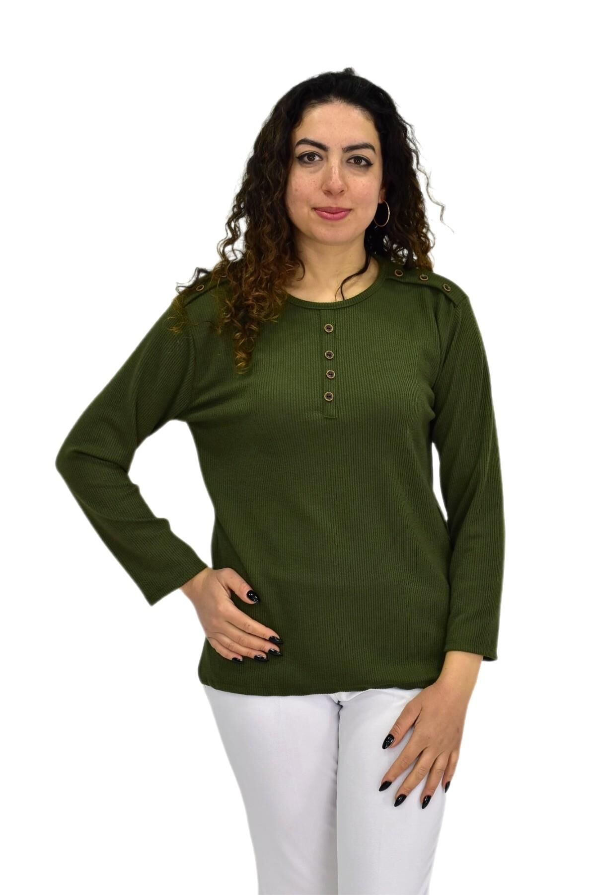 Kadın Kaşkorse Bluz BGL-ST04140 HAKİ - XL
