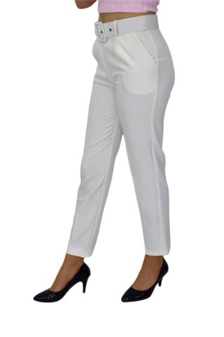 Kadın Kemerli Bilek Pantolon BGL-ST03690 EKRU - 44