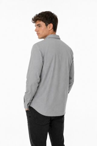 Erkek Spor Silim Fit Likralı Pamuklu Yazlık Gömlek BGL-ST05381 GRİ - 4XL