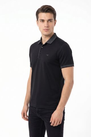 Erkek Polo Yaka Kısa Kollu Tişört Regular Kalıp T3000 BGL-ST05555 SİYAH - M