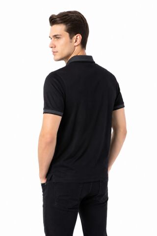 Erkek Polo Yaka Kısa Kollu Tişört Regular Kalıp T3000 BGL-ST05555 SİYAH - M