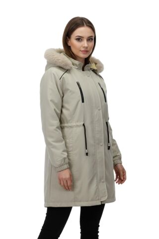 Kadın Kapüşonlu İçi Peluş Mont BGL-ST05028 TAŞ - 50