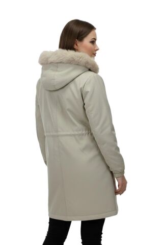 Kadın Kapüşonlu İçi Peluş Mont BGL-ST05028 TAŞ - 50