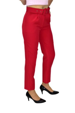 Kadın Kemerli Bilek Pantolon BGL-ST03690 KIRMIZI - 38