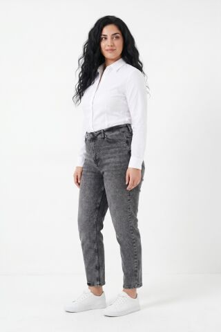 Kadın Yüksek Bel Mom Fit Jean Pantolon BGL-ST05450 FÜME - 33/34