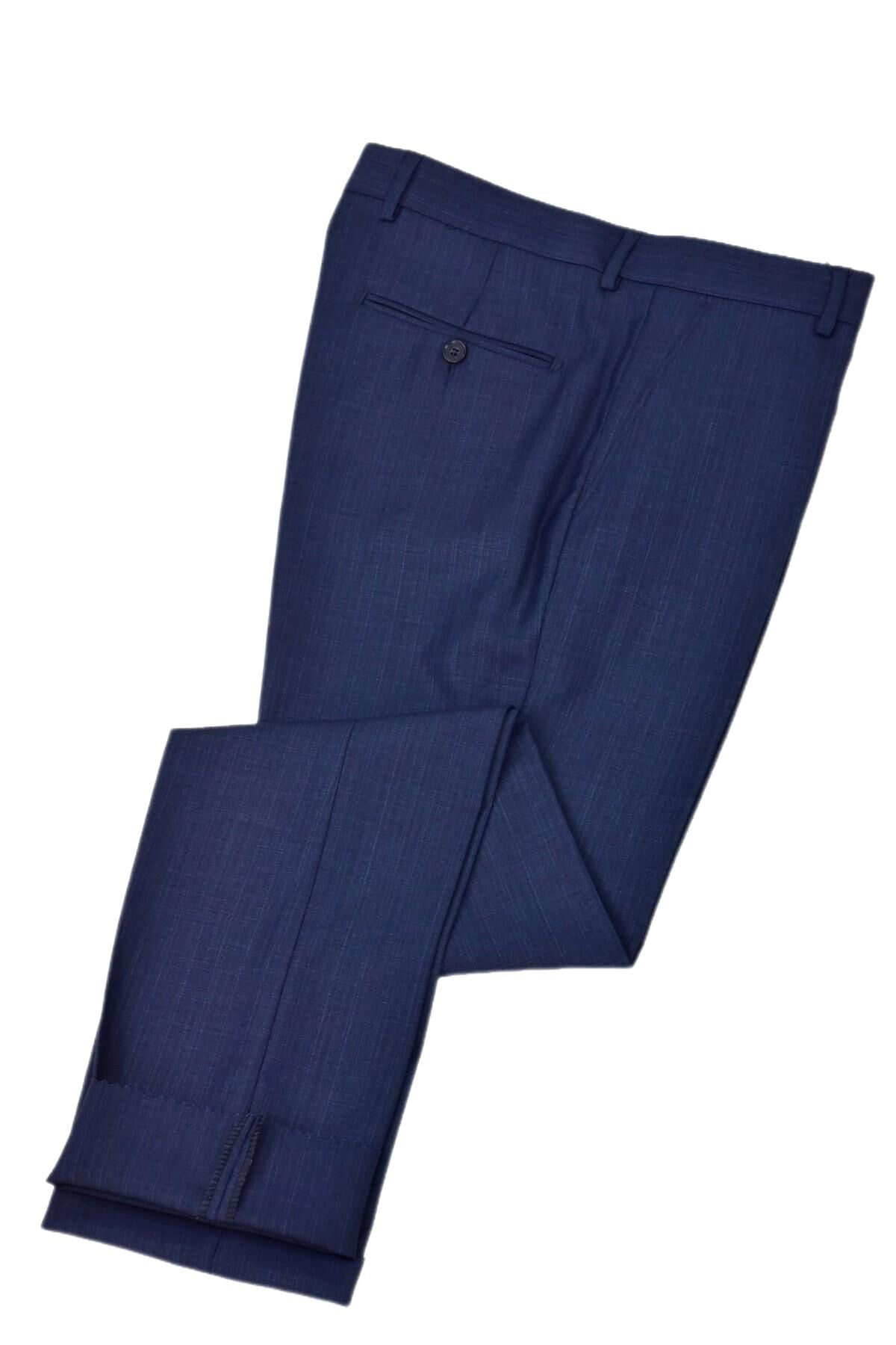 Erkek Klasik Pilesiz  Kumaş Pantolon BGL-ST04740 İNDİGO - 54