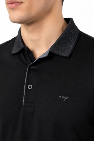 Erkek Polo Yaka Kısa Kollu Tişört Regular Kalıp T3000 BGL-ST05555 SİYAH - XL
