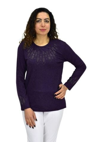 Kadın Yumoş  Bluz BGL-ST04141 MÜRDÜM - L