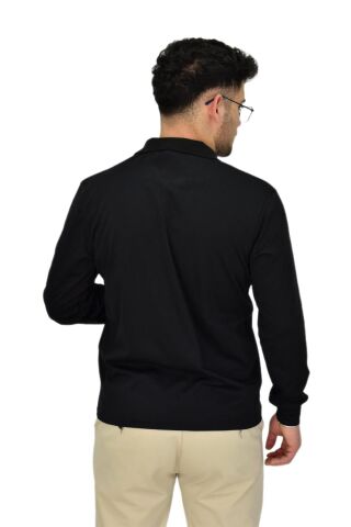 Erkek Büyük Beden Mevsimlik Polo Yaka Sweatshirt 1-6830 BGL-ST04415 SİYAH - 3XL