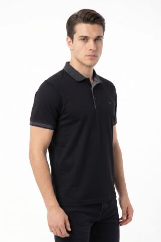 Erkek Polo Yaka Kısa Kollu Tişört Regular Kalıp T3000 BGL-ST05555 SİYAH - 2XL