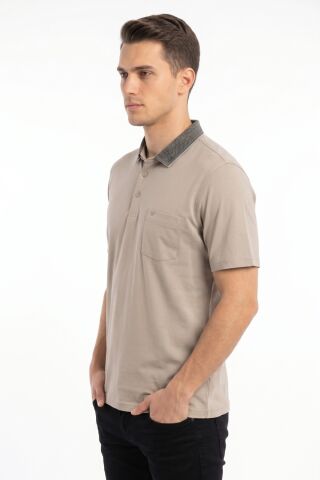 Erkek Büyük Beden Polo Yaka Cepli Kısa Kollu Tişört T6275 BGL-ST05556