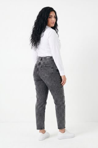 Kadın Yüksek Bel Mom Fit Jean Pantolon BGL-ST05450 FÜME - 38