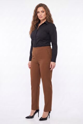 Kadın Kumaş Pantolon Kemer Lastikli BGL-ST04320 TABA - 48