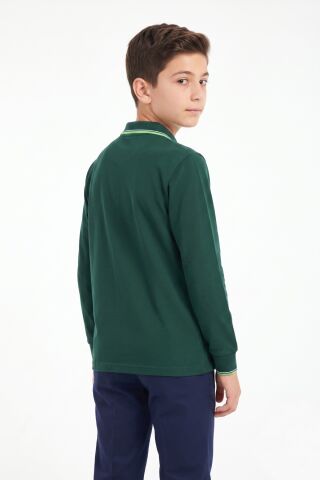 Erkek Çocuk Yeşil Selanik Polo Yaka Okul Sweatshirt BGL-ST05675