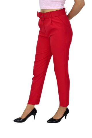 Kadın Kemerli Bilek Pantolon BGL-ST03690 KIRMIZI - 48