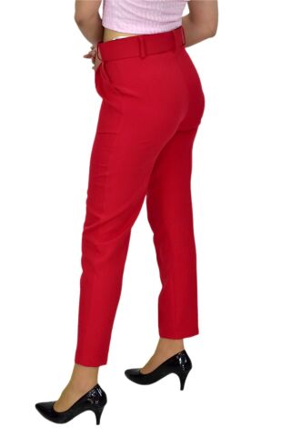 Kadın Kemerli Bilek Pantolon BGL-ST03690 KIRMIZI - 48