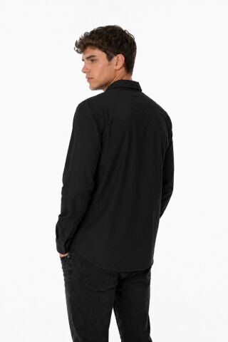 Erkek Spor Silim Fit Likralı Pamuklu Yazlık Gömlek BGL-ST05381 SİYAH - 4XL
