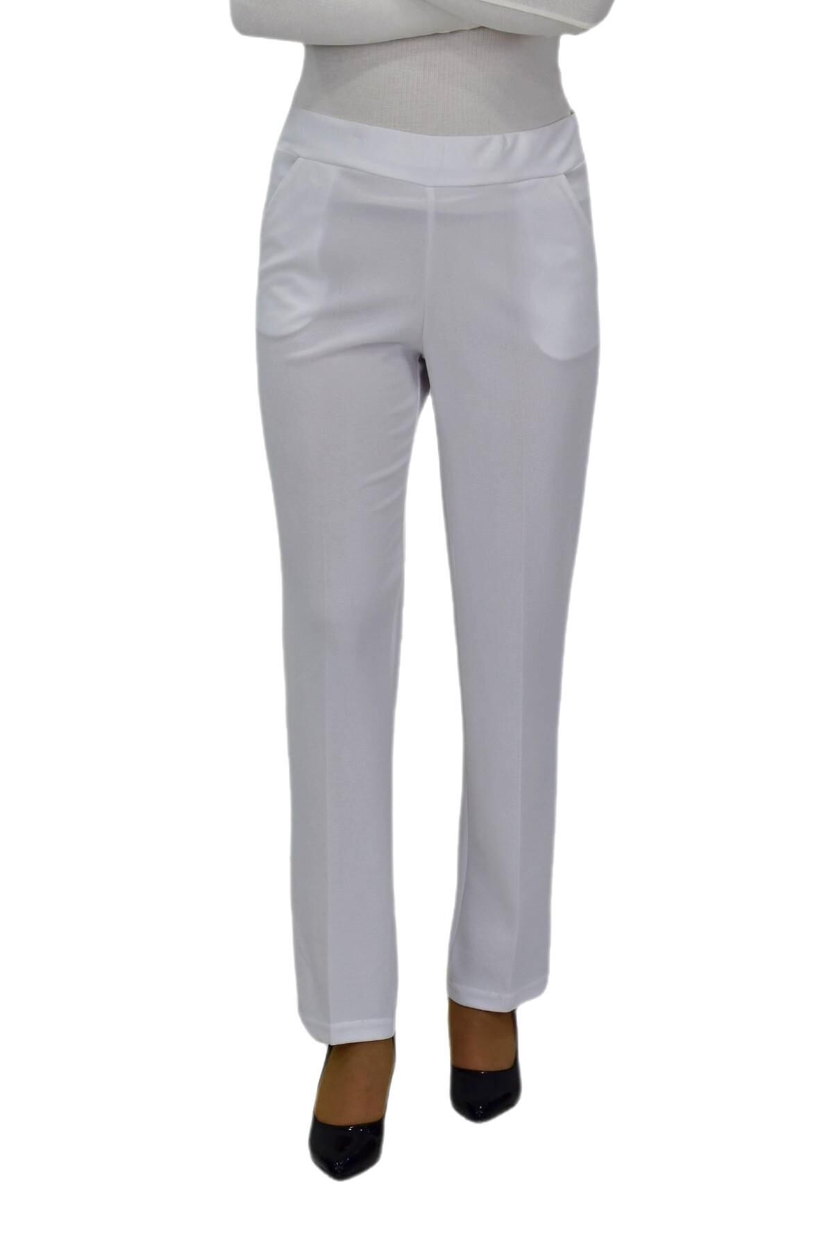 Kadın Kumaş Pantolon Kemer Lastikli BGL-ST04320 KREM - 38