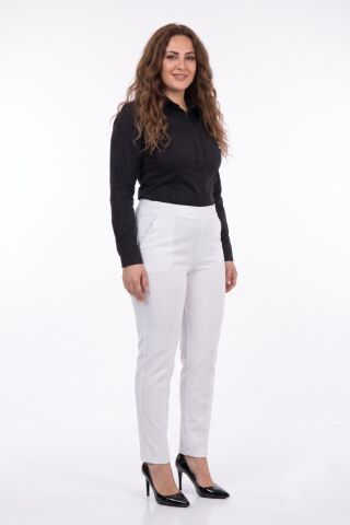 Kadın Kumaş Pantolon Kemer Lastikli BGL-ST04320 KREM - 38