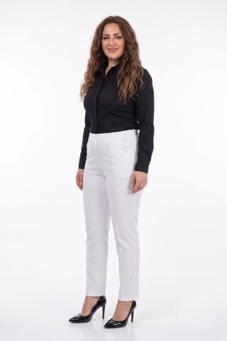 Kadın Kumaş Pantolon Kemer Lastikli BGL-ST04320 KREM - 40